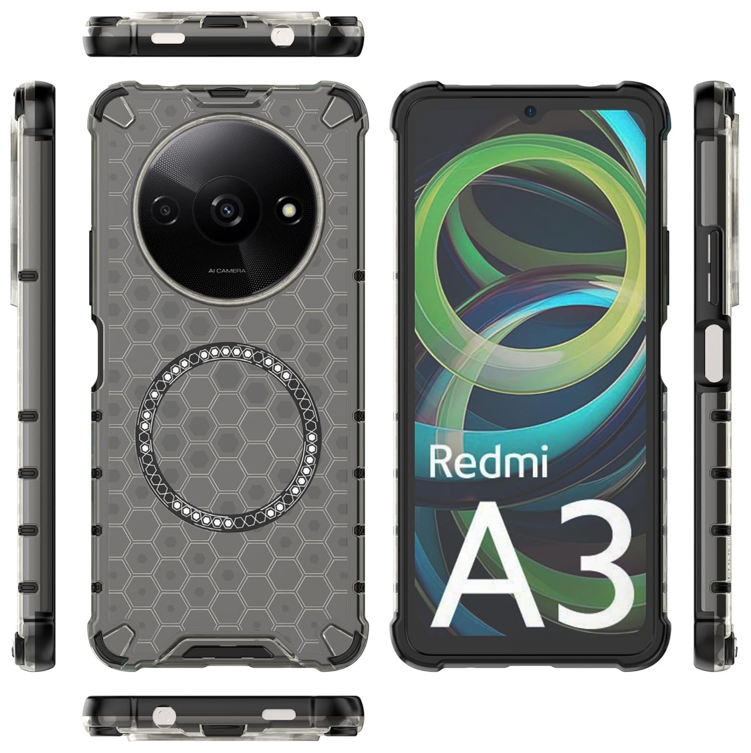 Techsuit - HoneyComb Shield MagSafe - Xiaomi Redmi A3 / Redmi A3x - Black