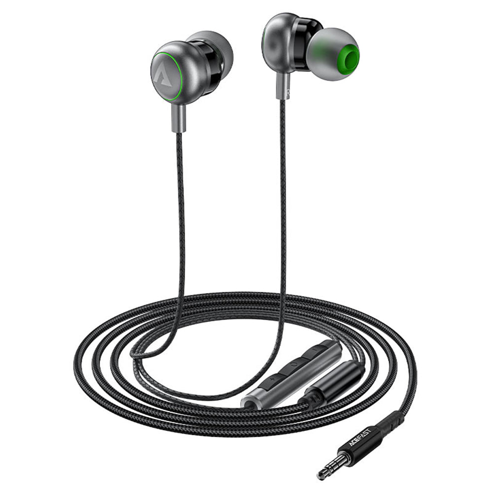 Acefast - Wired earphones (L4) - 3.5mm Jack, In-ear Design, Integrated Control, Flexible, 1.2m - Black