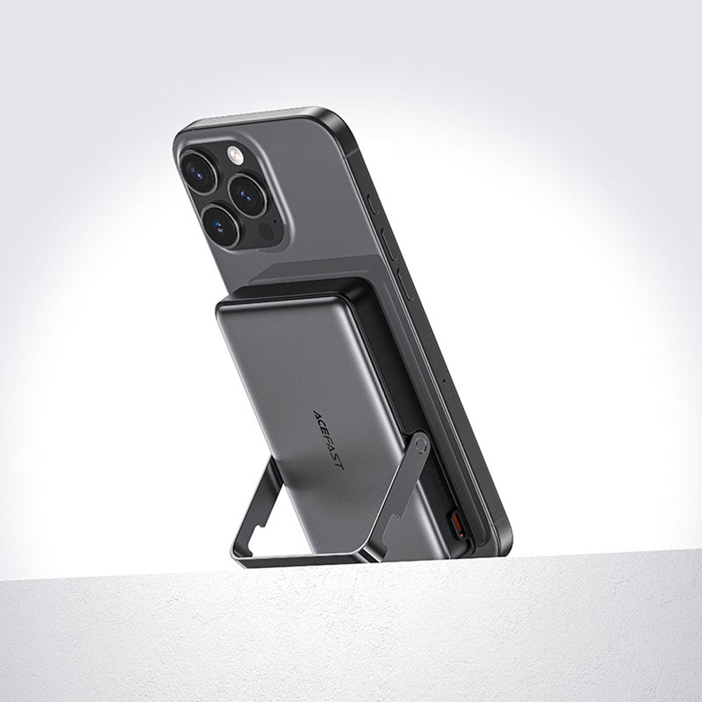 Acefast - Magnetic Wireless Power Bank (M17-10000) - Foldable Stand, USB-C Port, 10000mAh, 22.5W, LED Indicator - Black