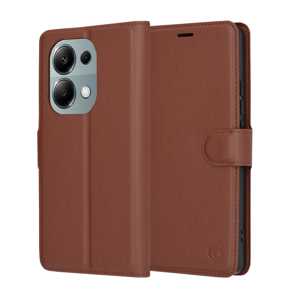 Techsuit - Leather Folio - Xiaomi Redmi Note 13 Pro 4G / Poco M6 Pro 4G - Brown