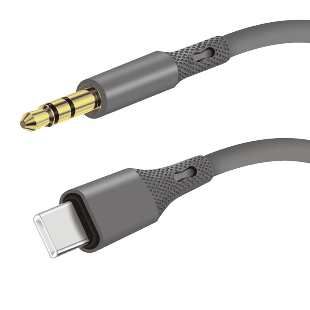 Techsuit - Premium Cable Adapter SoundFleX (AC4) - Type-C to 3.5mm Jack, Hi-Fi Quality, DAC Chip, Silica Gel, 1m - Gray