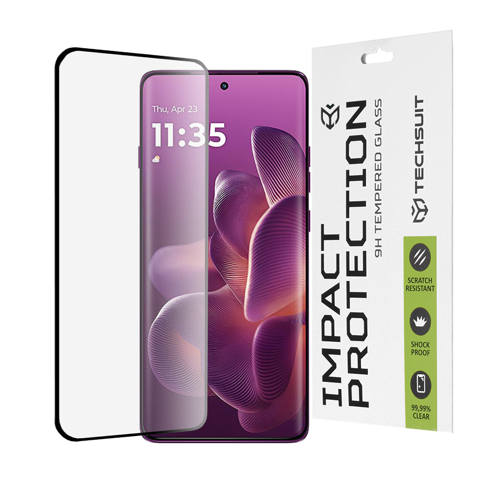 Techsuit - 111D Full Cover / Full Glue Glass / 3D Curved Screen - Motorola Edge 60 Pro - Black