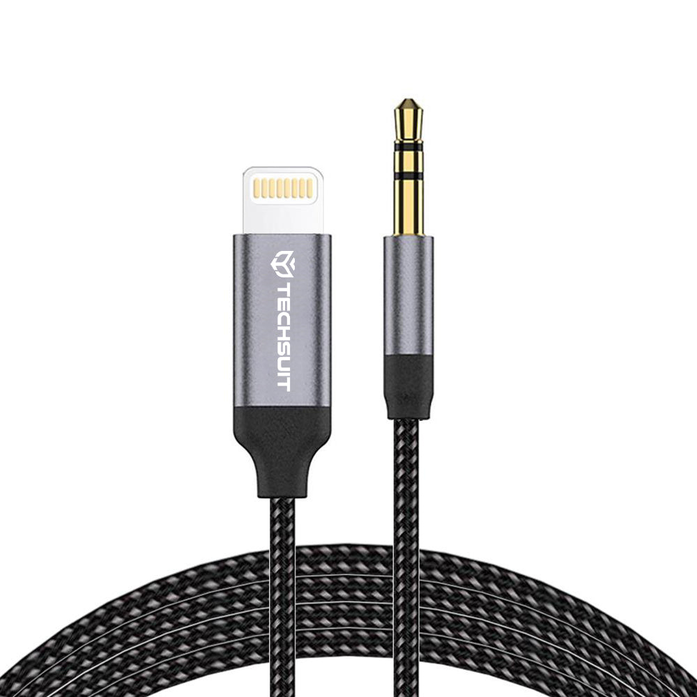 Techsuit - Premium Cable Adapter SoundShell (AC10) - iOS to 3.5mm Jack, 16bit/48Khz, 1.5m - Gray