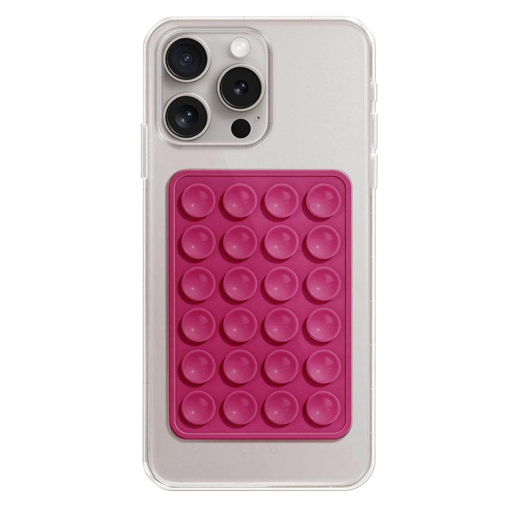 Techsuit - Phone Holder (SM-PAD) - Suction Pad for Selfies, Silicone, Adhesive Mount, Rectangular Shape - Magenta