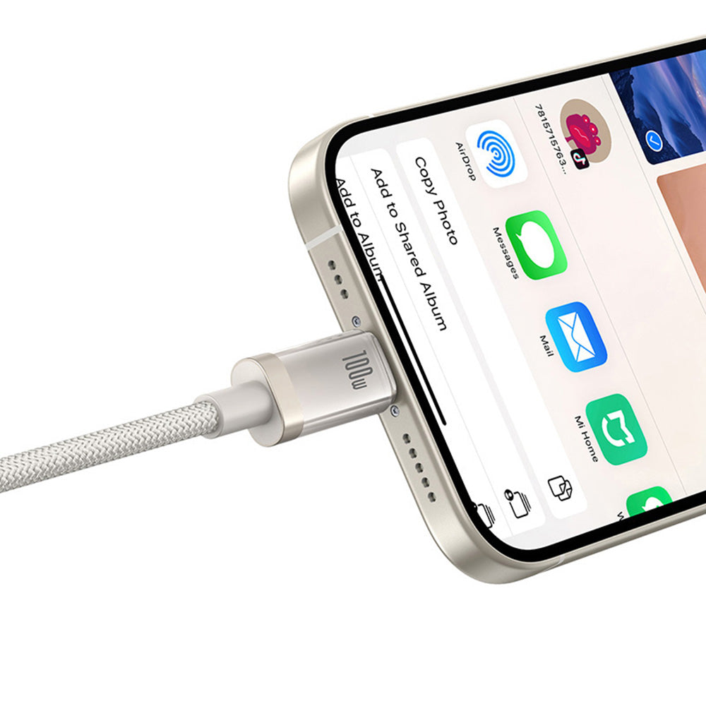 Baseus - Data Cable Titanium (P10378100G21-01) - USB-C to Type-C, 100W, Fast Charging, 480Mbps, 2m - Galaxy Titanium Gold