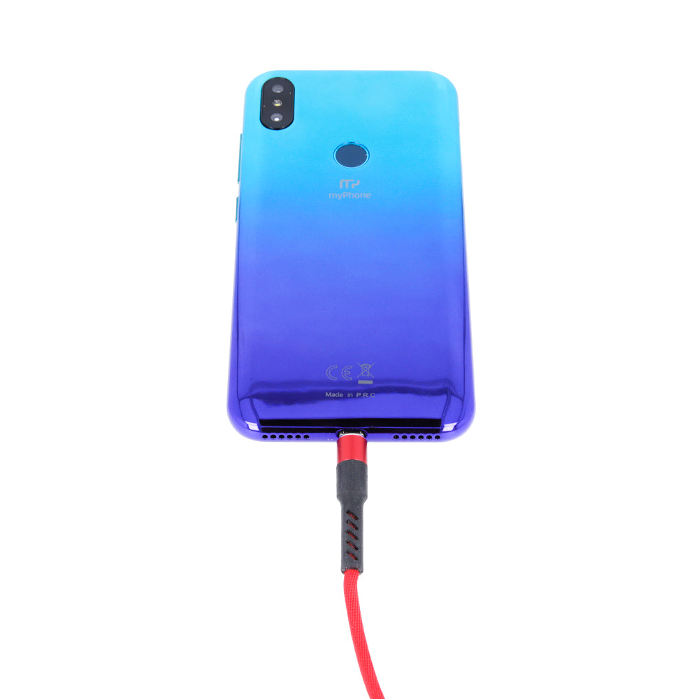 Καλώδιο φόρτισης και μεταφοράς δεδομένων από USB σε USB-C Maxlife 1 μέτρο 2A – κόκκινο nylon