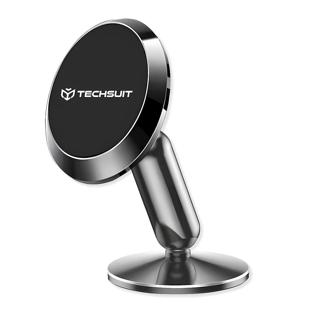 Techsuit - Premium Car Holder TinyGrip (S11) - Strong N52 Magnets, Universal Magnetic Mount, 360Â° Rotation, with 3M Metal Plates - Black