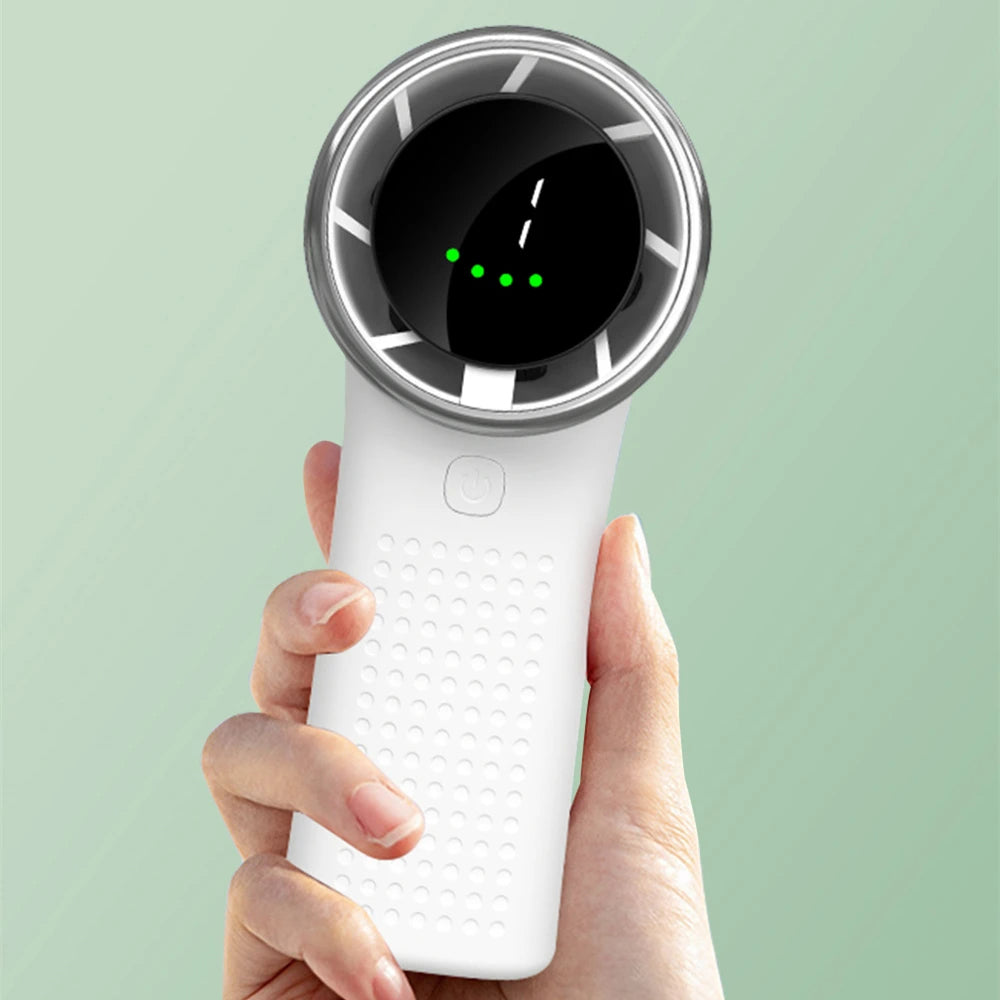 Techsuit - Premium Mini Hand Fan (A8) - with LED Digital Display, USB-C Rechargeable, 5 Wind Speeds, 3600mAh - Black