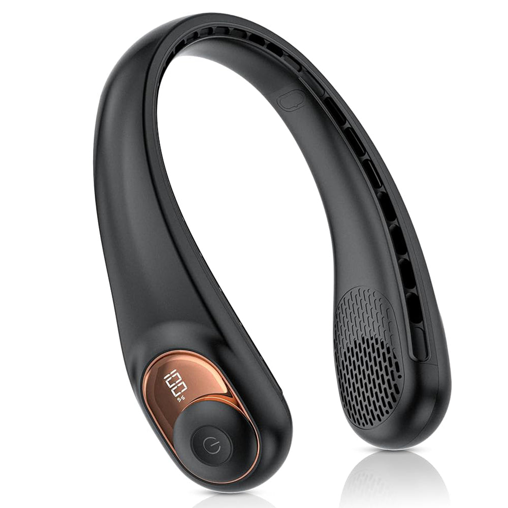 Techsuit - Neck Fan (S9) - Portable, with Digital Display, 3 Wind Speeds, 5200mAh, 5800RPM - Black