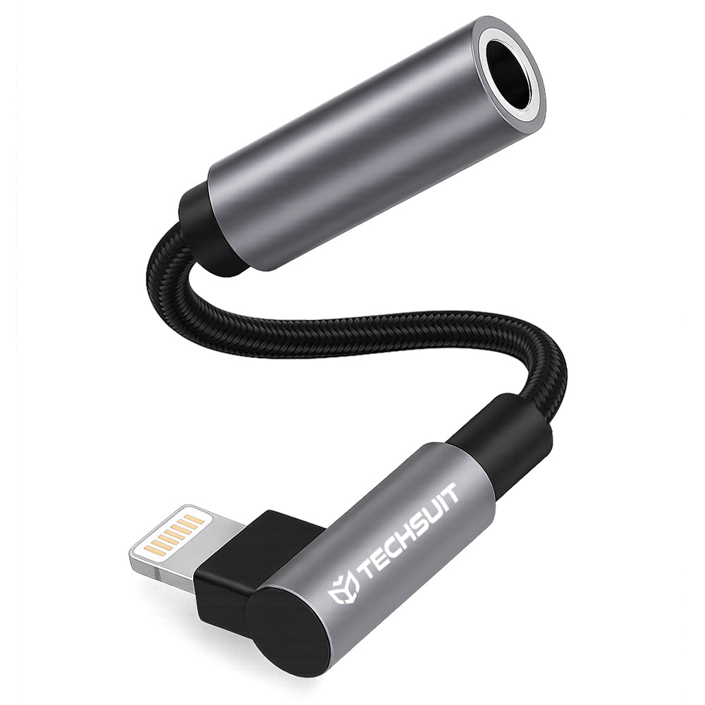 Techsuit - Premium Cable Adapter MusicDoX (AC6) - Lightning to 3.5mm Jack, Hi-Fi Sound, 3A, 0.1m - Gray