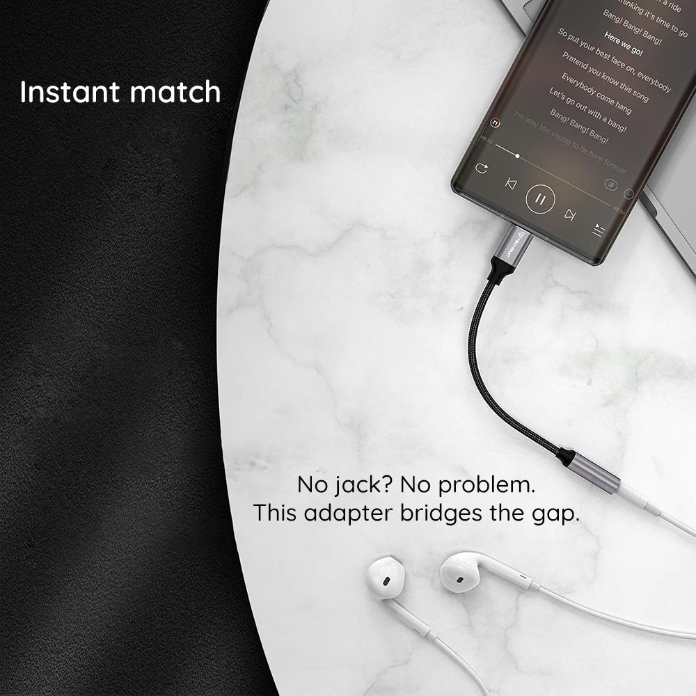 Techsuit - Premium Cable Adapter FuseXound (AC13) - Type-C to 3.5mm Jack, Hi-Fi Quality, DAC Chip, 3A, 48kHz, 0.1m - Black