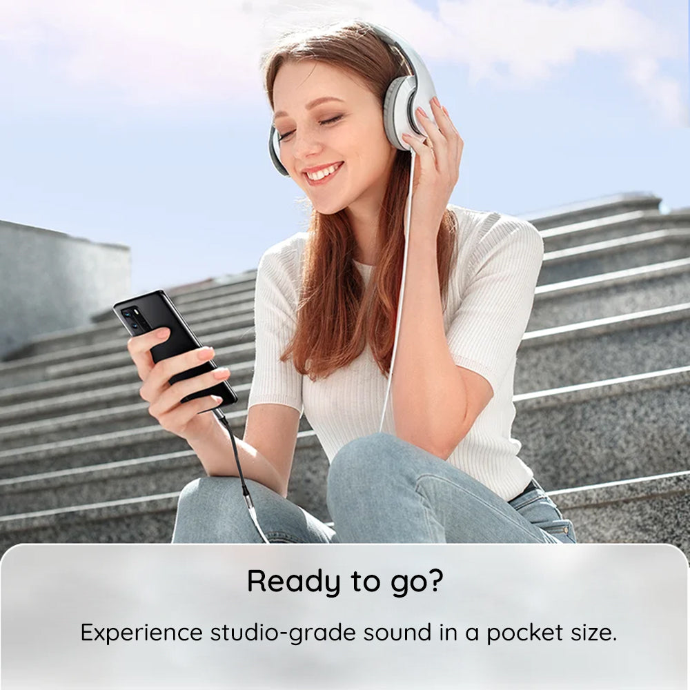 Techsuit - Premium Cable Adapter FuseXound (AC13) - Type-C to 3.5mm Jack, Hi-Fi Quality, DAC Chip, 3A, 48kHz, 0.1m - Black