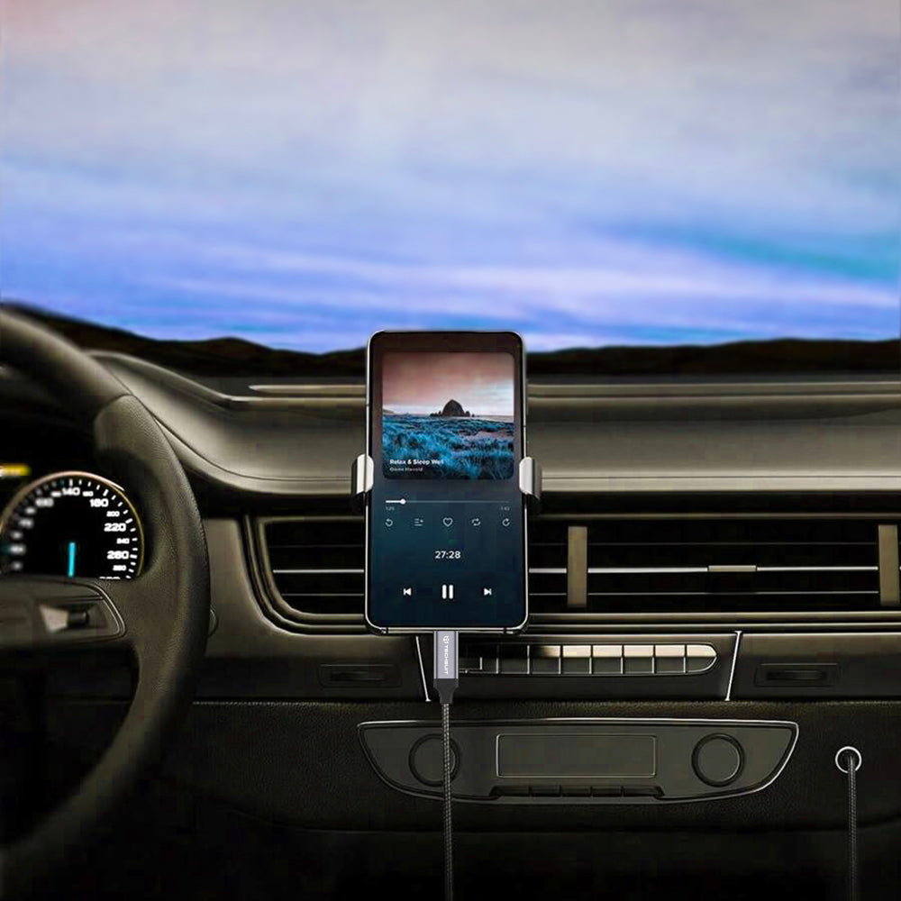 Techsuit - Premium Cable Adapter FuseXound (AC11) - Type-C to 3.5mm Jack, Hi-Fi Quality, DAC Chip, PVC, 0.5m - Gray