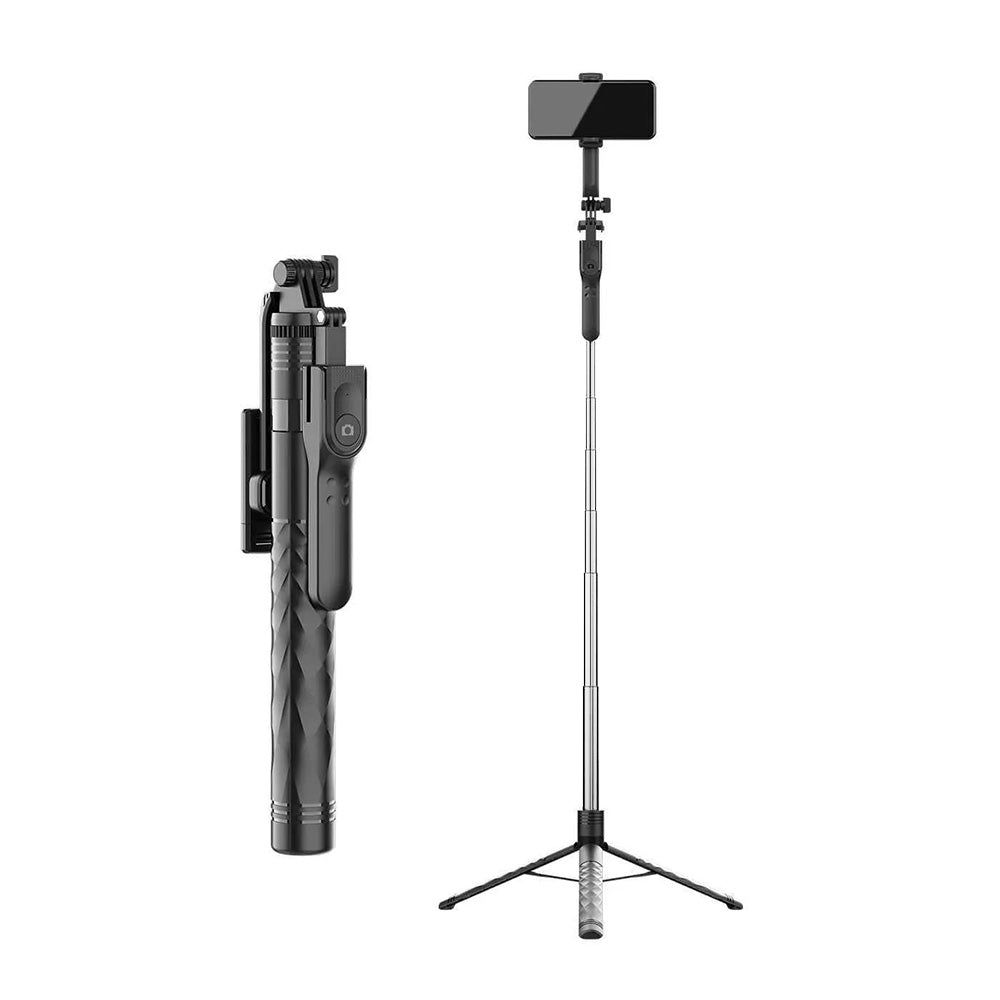Techsuit - Selfie Stick (K28P) - Stable Monopod/Tripod with Bluetooth Remote Control, 183cm - Black