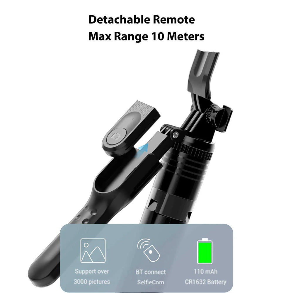 Techsuit - Selfie Stick (K28P) - Stable Monopod/Tripod with Bluetooth Remote Control, 183cm - Black