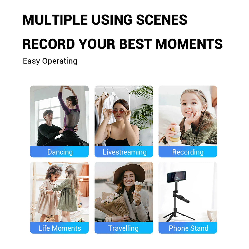 Techsuit - Selfie Stick (K28P) - Stable Monopod/Tripod with Bluetooth Remote Control, 183cm - Black