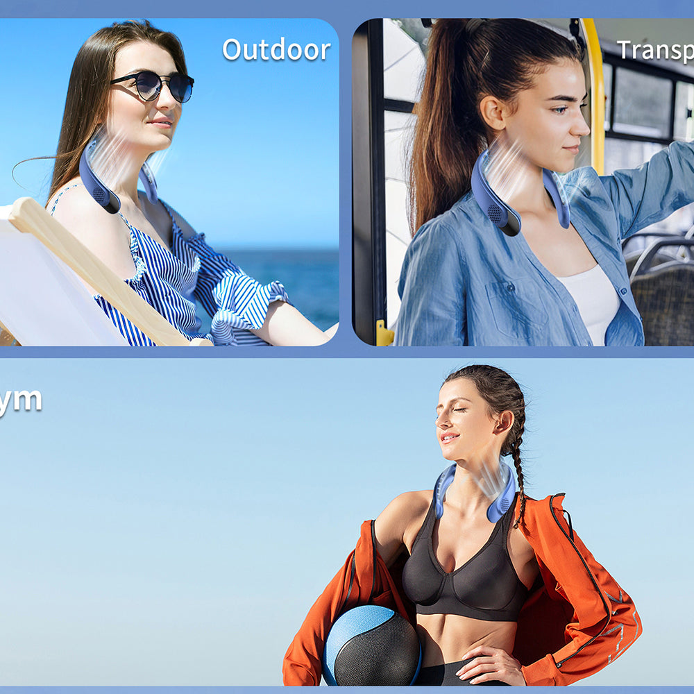 Techsuit - Neck Fan (S8) - Portable, with Digital Display, 3 Wind Speeds, 4000mAh, 7300RPM - White