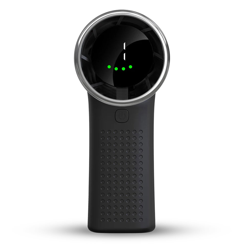 Techsuit - Premium Mini Hand Fan (A8) - with LED Digital Display, USB-C Rechargeable, 5 Wind Speeds, 3600mAh - Black