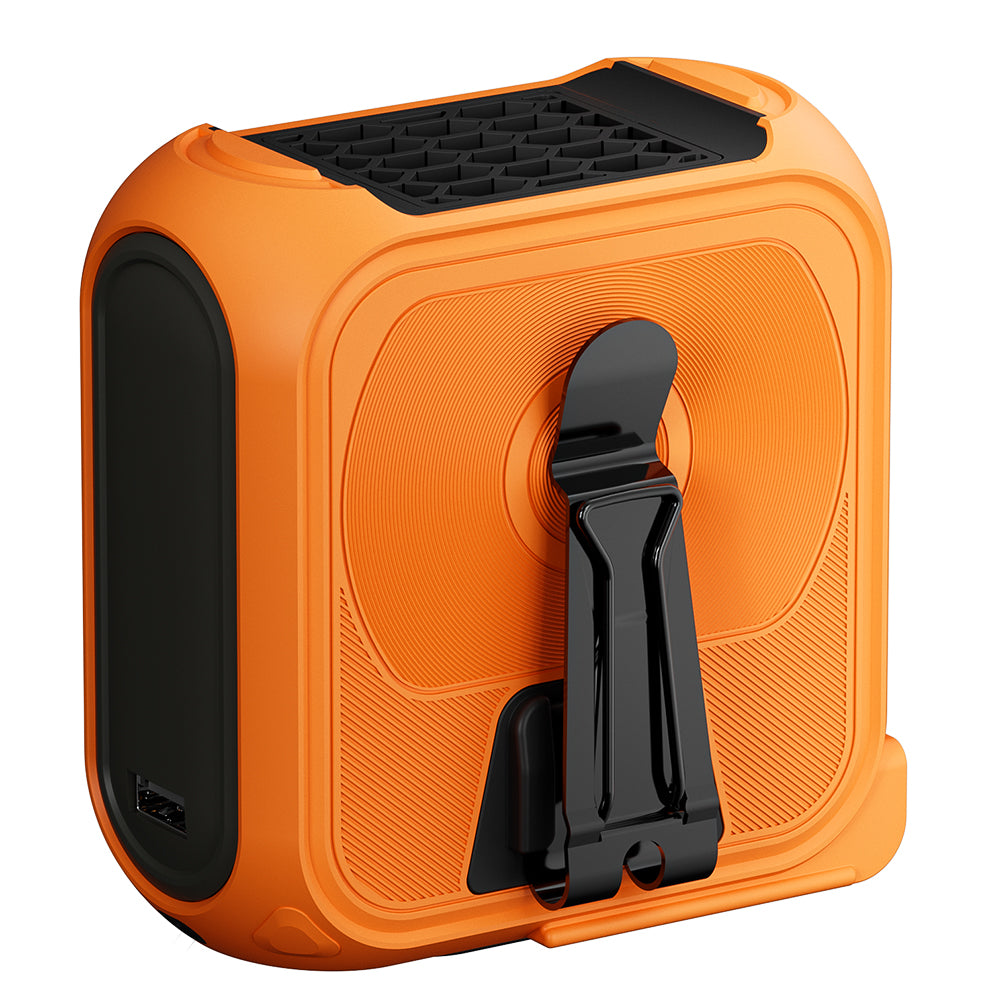 Techsuit - Premium Portable Mini Fan (Z13) - with Power Bank, Rechargeable, 5 Wind Speeds, Belt Buckle, 10000mAh - Orange