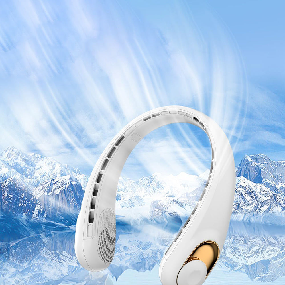 Techsuit - Neck Fan (S9) - Portable, with Digital Display, 3 Wind Speeds, 5200mAh, 5800RPM - Blue