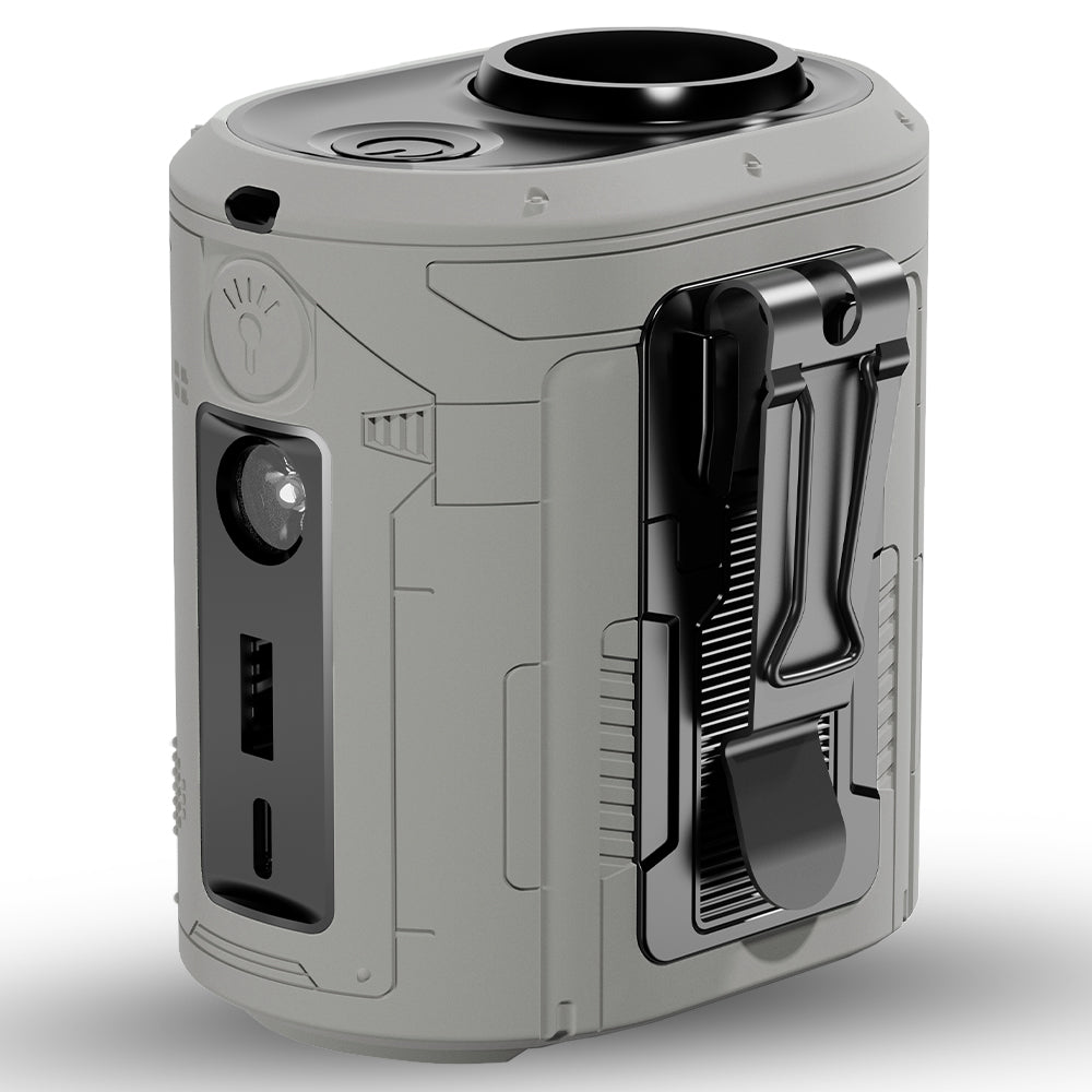 Techsuit - Premium Portable Mini Fan (Z14) - with Power Bank, Rechargeable, 5 Wind Speeds, Belt Buckle, 5000mAh - Gray