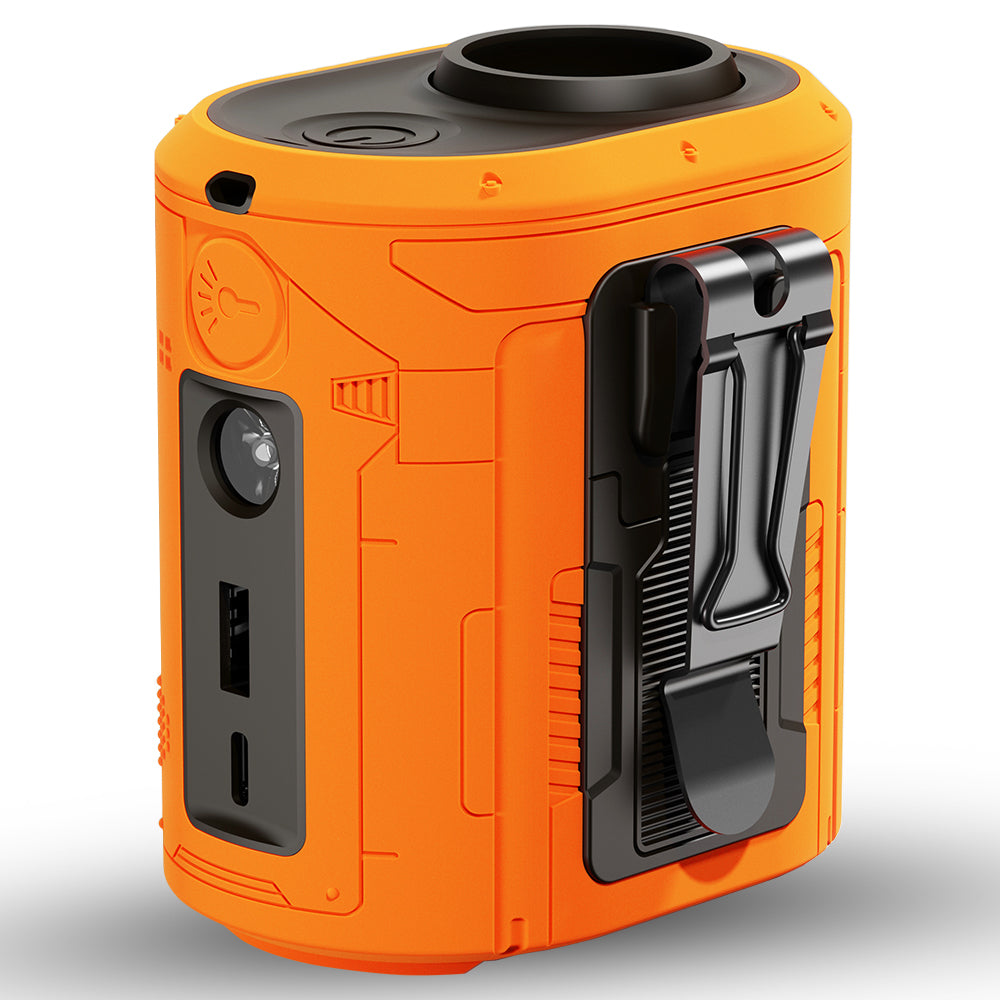 Techsuit - Premium Portable Mini Fan (Z14) - with Power Bank, Rechargeable, 5 Wind Speeds, Belt Buckle, 5000mAh - Orange
