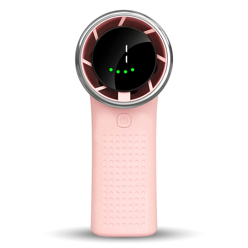 Techsuit - Premium Mini Hand Fan (A8) - with LED Digital Display, USB-C Rechargeable, 5 Wind Speeds, 3600mAh - Pink