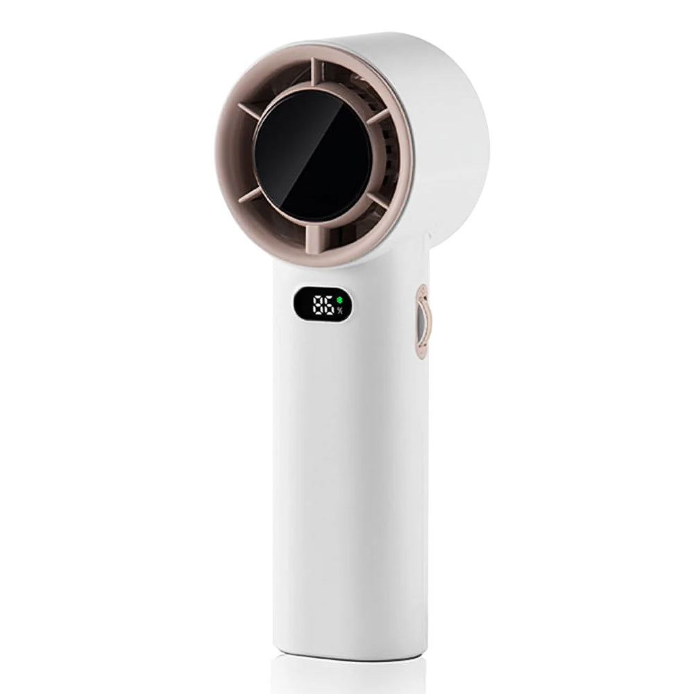 Techsuit - Premium Handheld Fan (K38) - Portable, Adjustable, Rechargeable, Digital Display, 4000mAh - White
