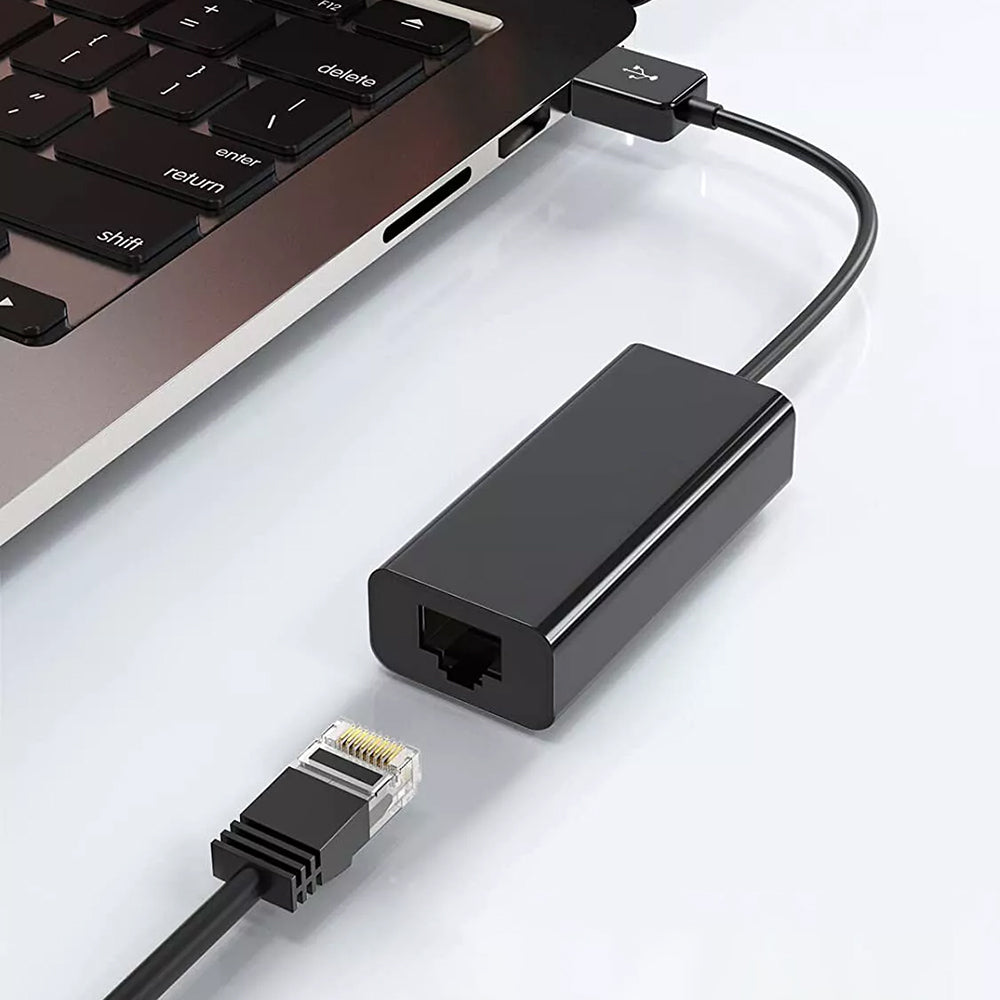 Techsuit - Ethernet Adapter NetLink (AC19) - USB Male to RJ45 LAN Port Female, 100Mbps, ABS - Black