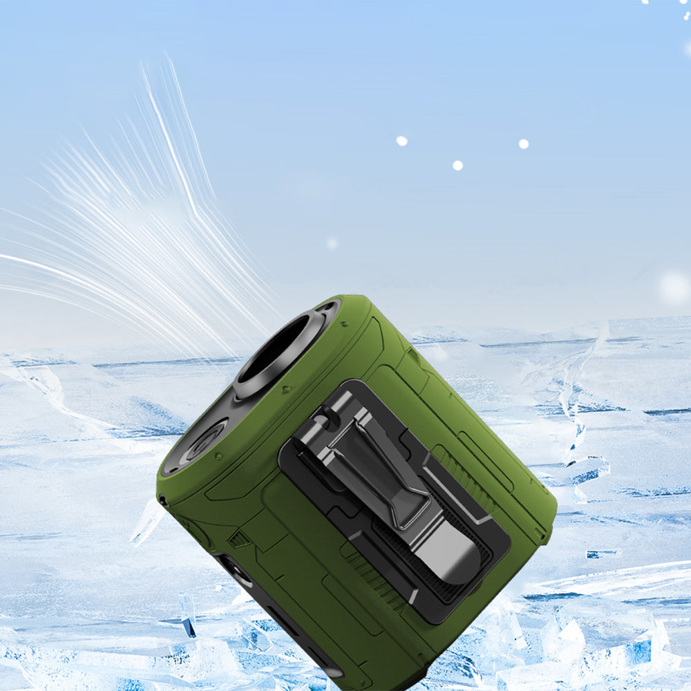 Techsuit - Premium Portable Mini Fan (Z14) - with Power Bank, Rechargeable, 5 Wind Speeds, Belt Buckle, 5000mAh - Green