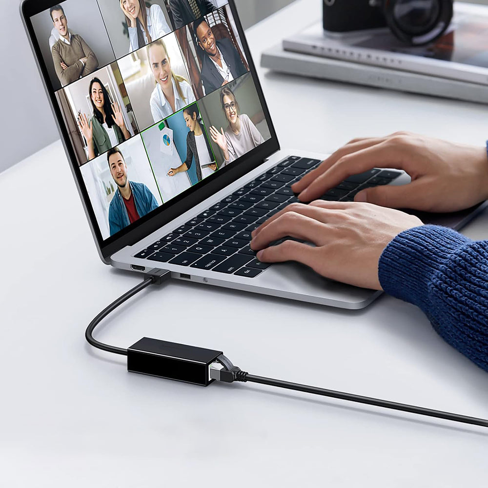 Techsuit - Ethernet Adapter NetLink (AC19) - USB Male to RJ45 LAN Port Female, 100Mbps, ABS - Black