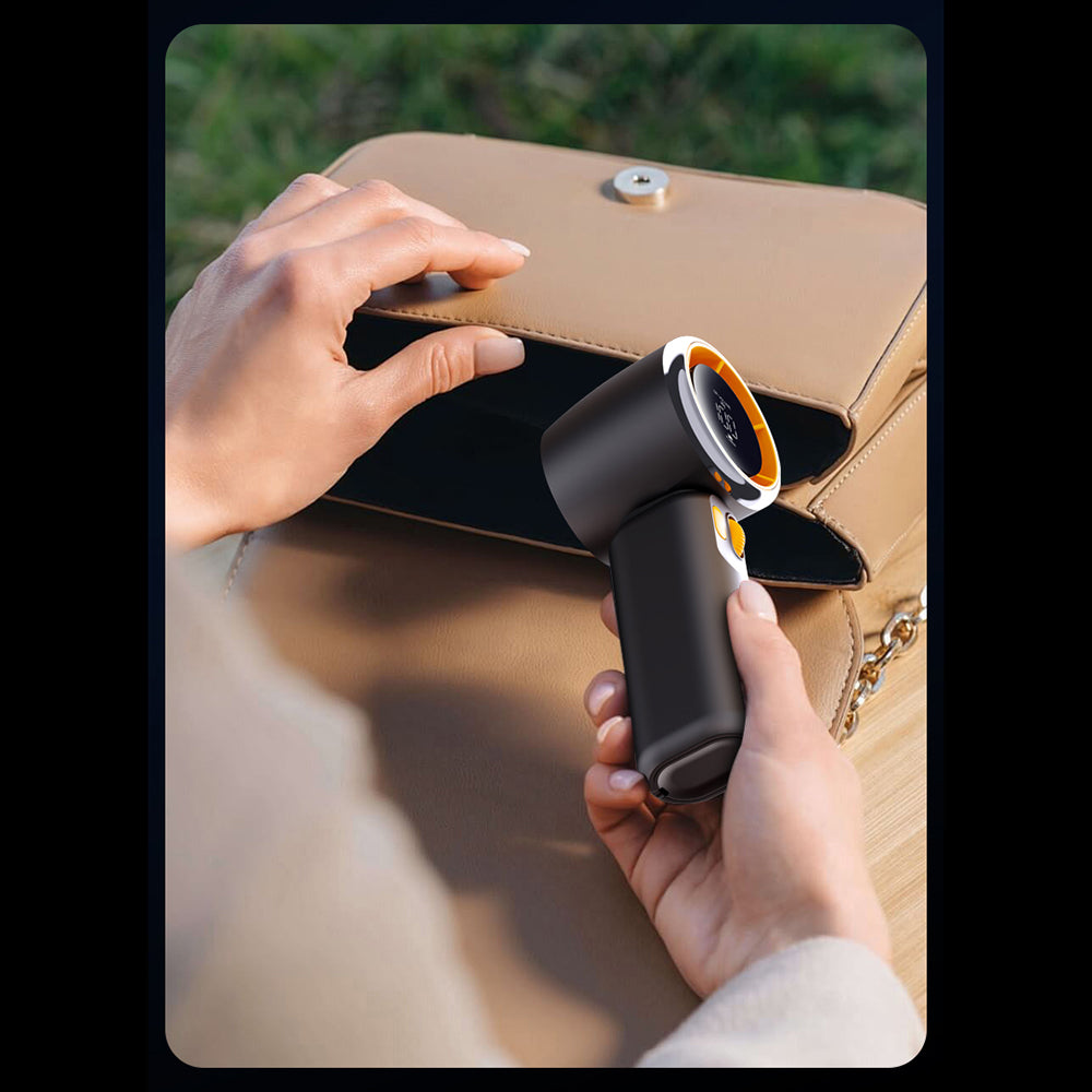 Techsuit - Premium Portable Mini Fan (Z11) - with LED Digital Display, USB-C Rechargeable, 100 Wind Speeds - Black