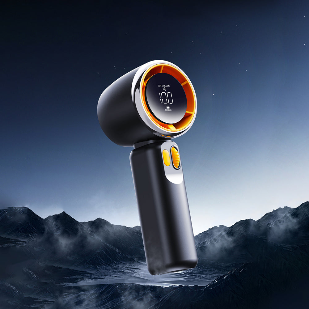 Techsuit - Premium Portable Mini Fan (Z11) - with LED Digital Display, USB-C Rechargeable, 100 Wind Speeds - Black