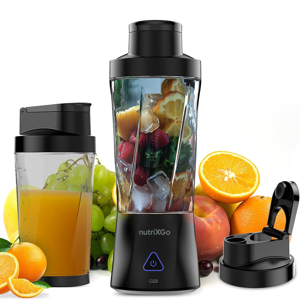 Techsuit - Premium Mini Portable Blender nutriXGo (BP1) - with Type-C Cable, Rechargeable, 700ml, 20000rpm, 6000mAh - Black