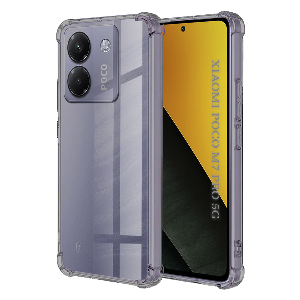 Techsuit - Shockproof Clear Silicone - Xiaomi Poco M7 ProÂ 5G - Smoke Black
