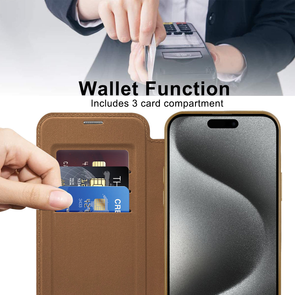 Techsuit - SmartMag Book Case - iPhone 15 Pro - Brown