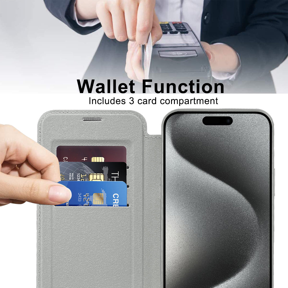 Techsuit - SmartMag Book Case - iPhone 15 Pro - Gray