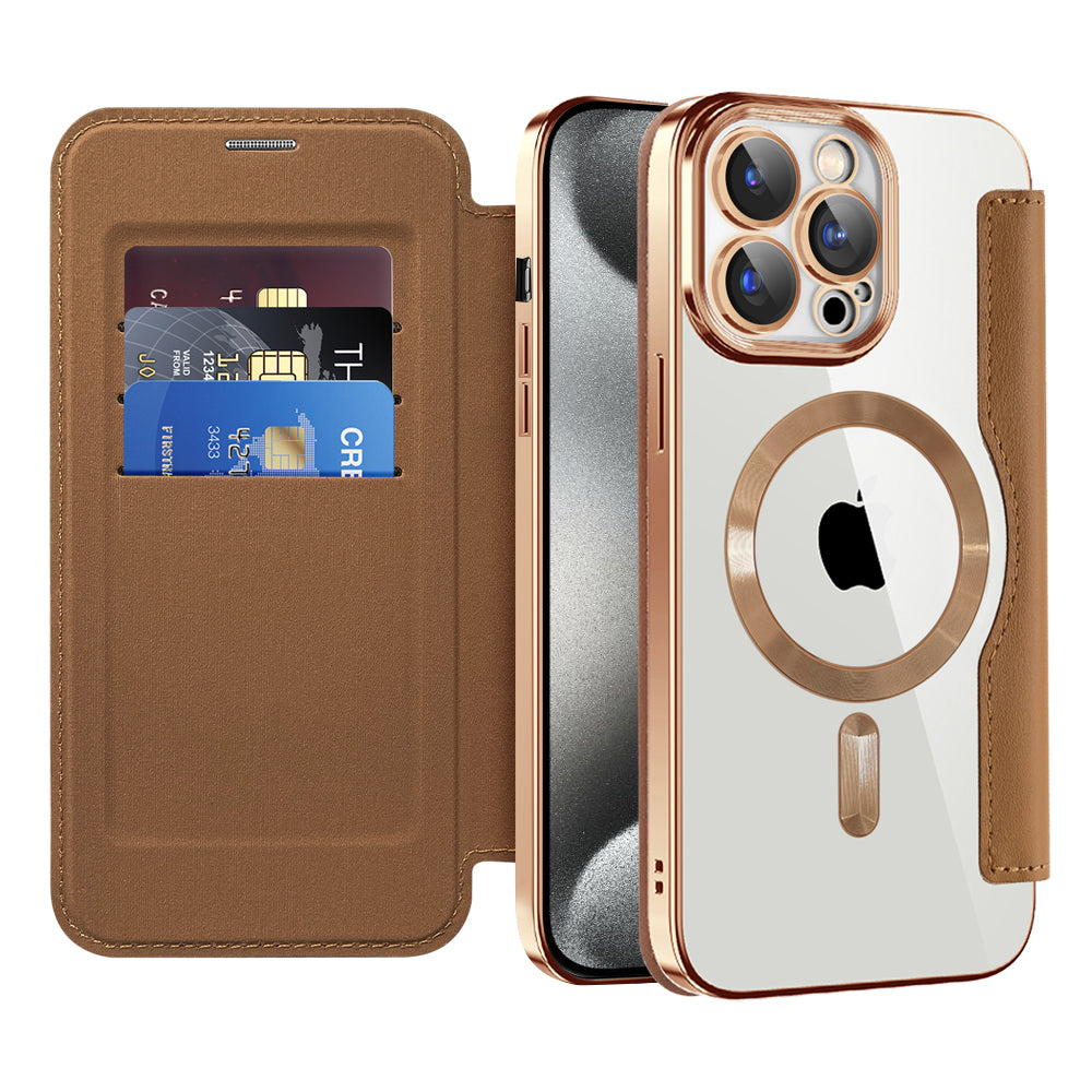 Techsuit - SmartMag Book Case - iPhone 15 Pro Max - Brown