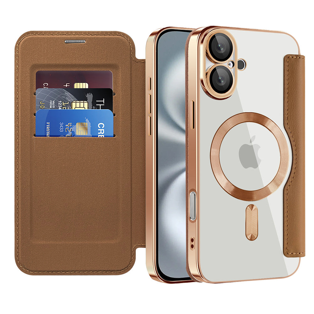 Techsuit - SmartMag Book Case - iPhone 16 - Brown