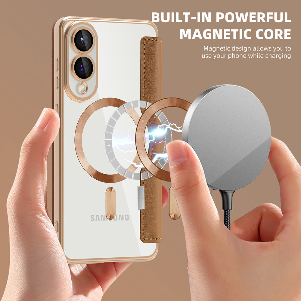 Techsuit - SmartMag Book Case - Galaxy S25 Edge - Brown