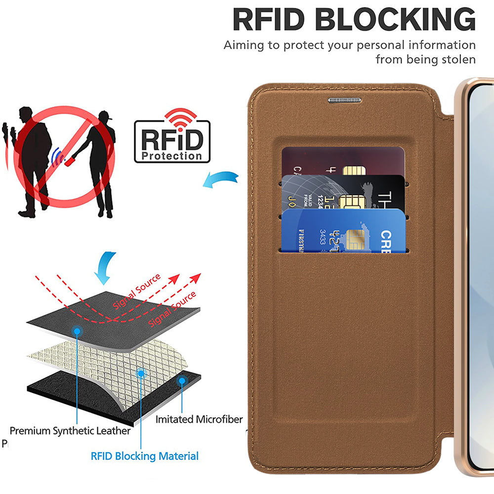 Techsuit - SmartMag Book Case - Galaxy S25 Edge - Brown