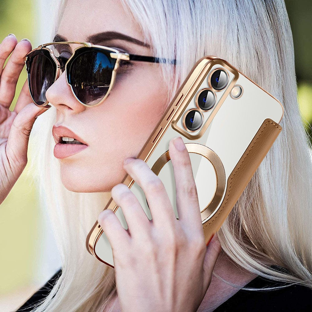 Techsuit - SmartMag Book Case - Galaxy S22 5G - Brown