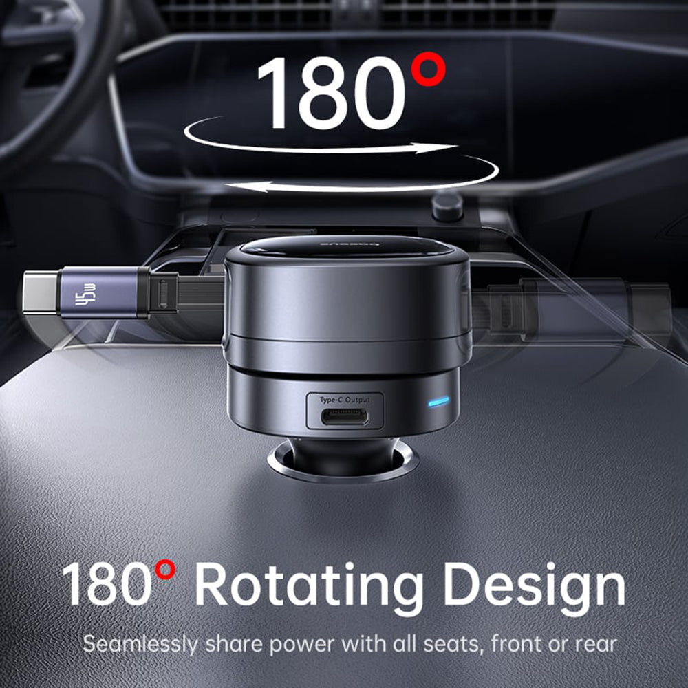 Baseus - Car Charger PrimeTrip VR1 (C00069001121-00) - with Retractable Cable, 2 x Type-C, USB, 60W - Black