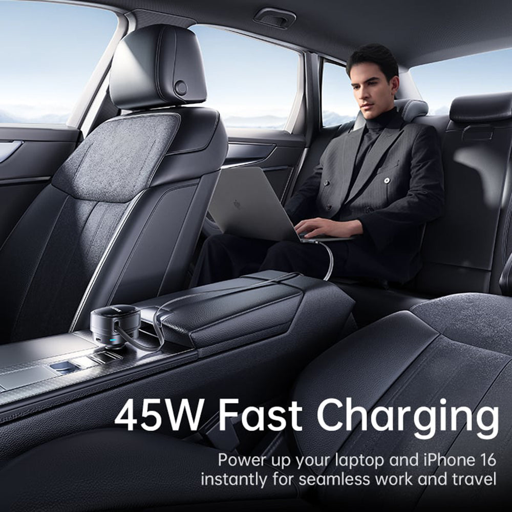 Baseus - Car Charger PrimeTrip VR1 (C00069001121-00) - with Retractable Cable, 2 x Type-C, USB, 60W - Black