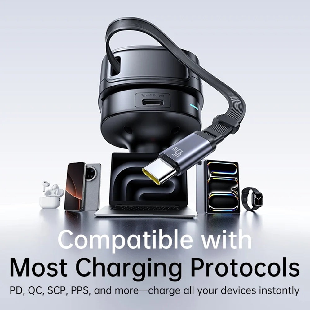 Baseus - Car Charger PrimeTrip VR1 (C00069001121-00) - with Retractable Cable, 2 x Type-C, USB, 60W - Black