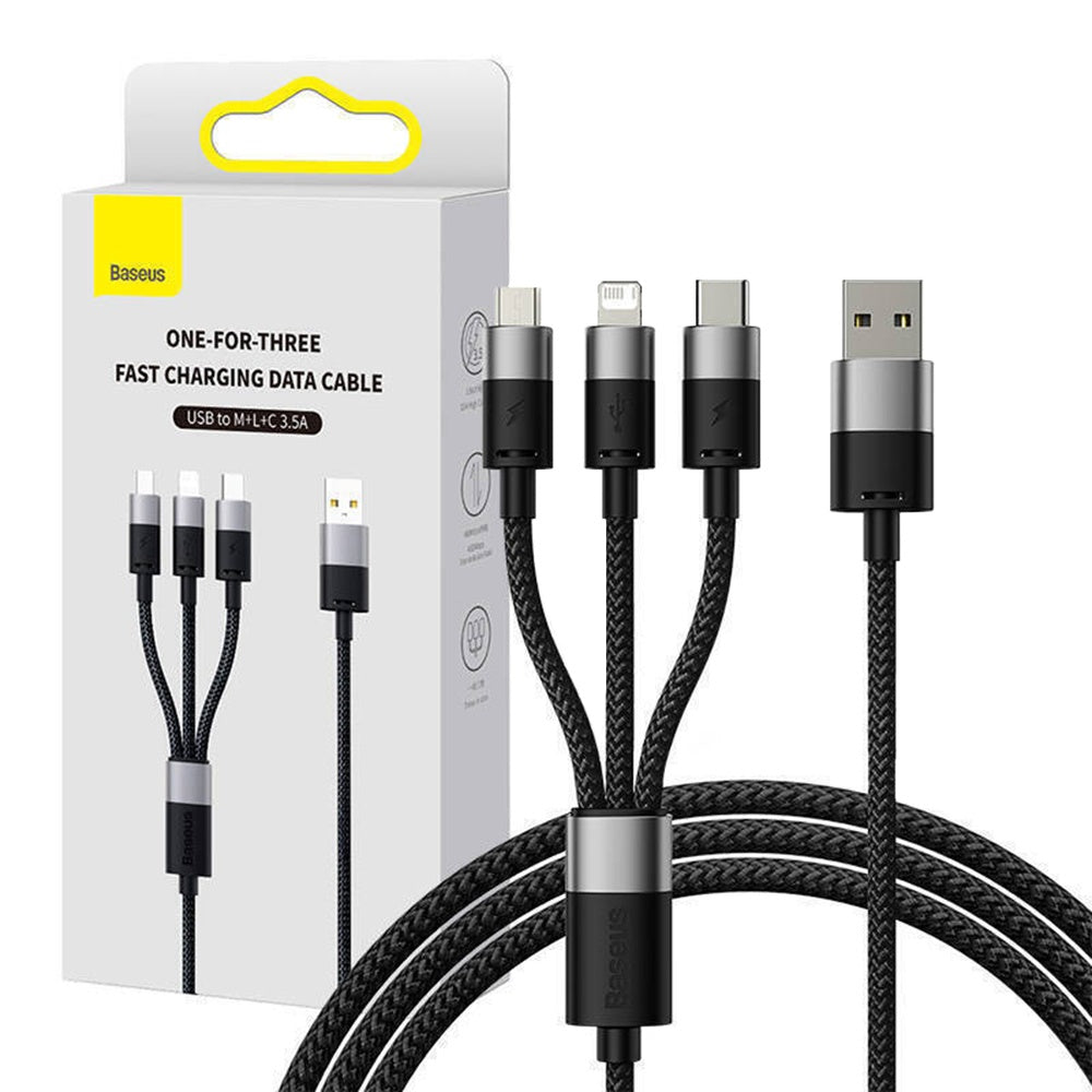 Baseus - Data Cable StarSpeed (P10319900111-01) - USB to Type-C, Lightning, Micro-USB, 100W, 1.5m - Cluster Black