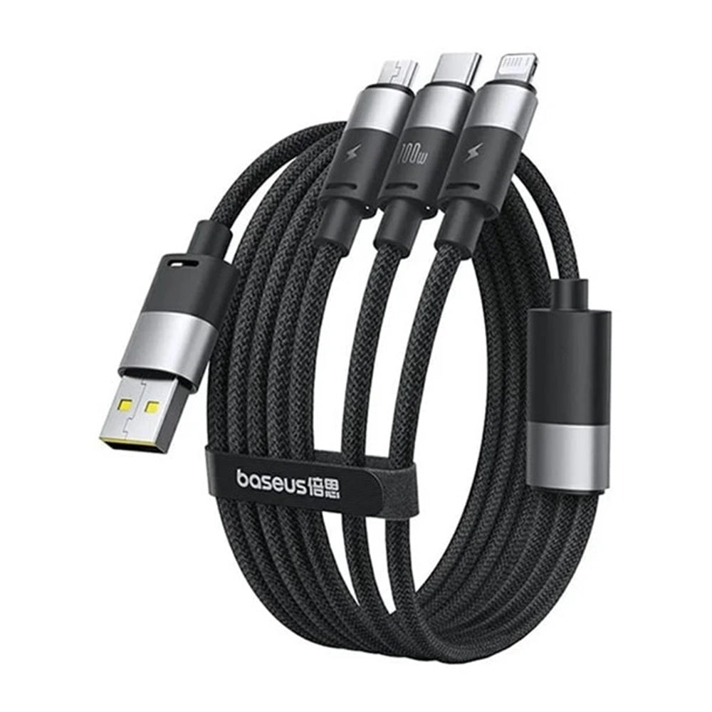 Baseus - Data Cable StarSpeed (P10319900111-01) - USB to Type-C, Lightning, Micro-USB, 100W, 1.5m - Cluster Black