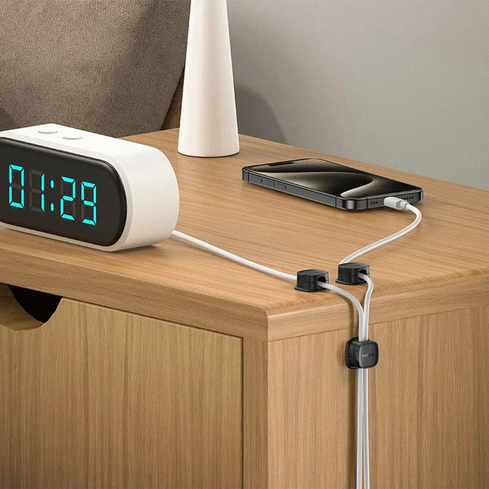 Baseus - Cable Organizer Lite Series Magnetic (B01331106111-00) - 3 Pack Pieces, 3M Adhesive - Black