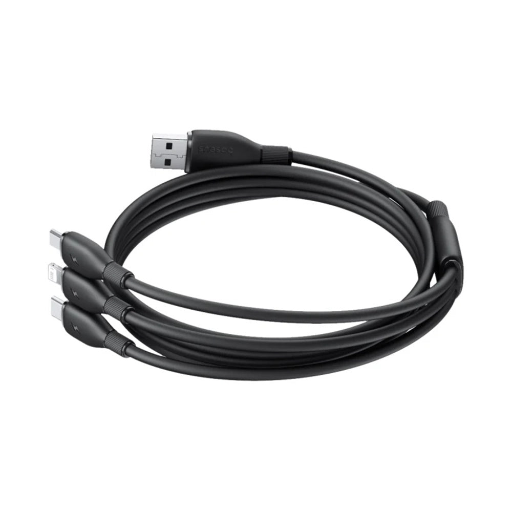 Baseus - Data Cable Ultra-Fast (P10376303121-00) - Fast Charging, USB to Micro-USB, Lightning, USB-C, 3.5A, 1.3m - Black