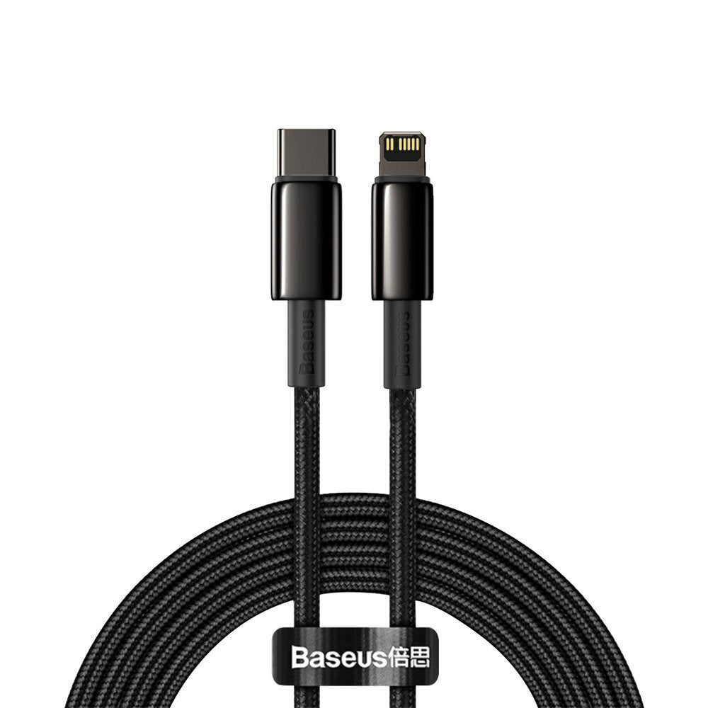 Baseus - Data Cable Tungsten Gold (CATLWJ-01) - Type-C to Lightning, 20W, 1m - Black